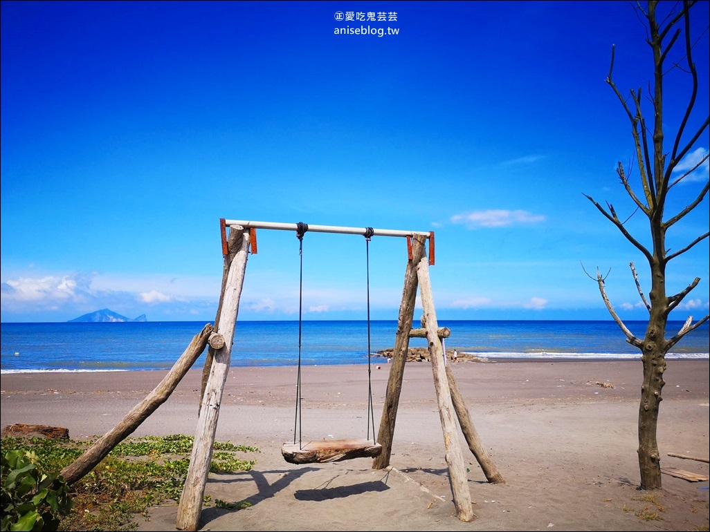 宜蘭海景鞦韆，漂流木重生蛻變成熱門景點，壯圍鄉廍後社區(姊姊遊記)