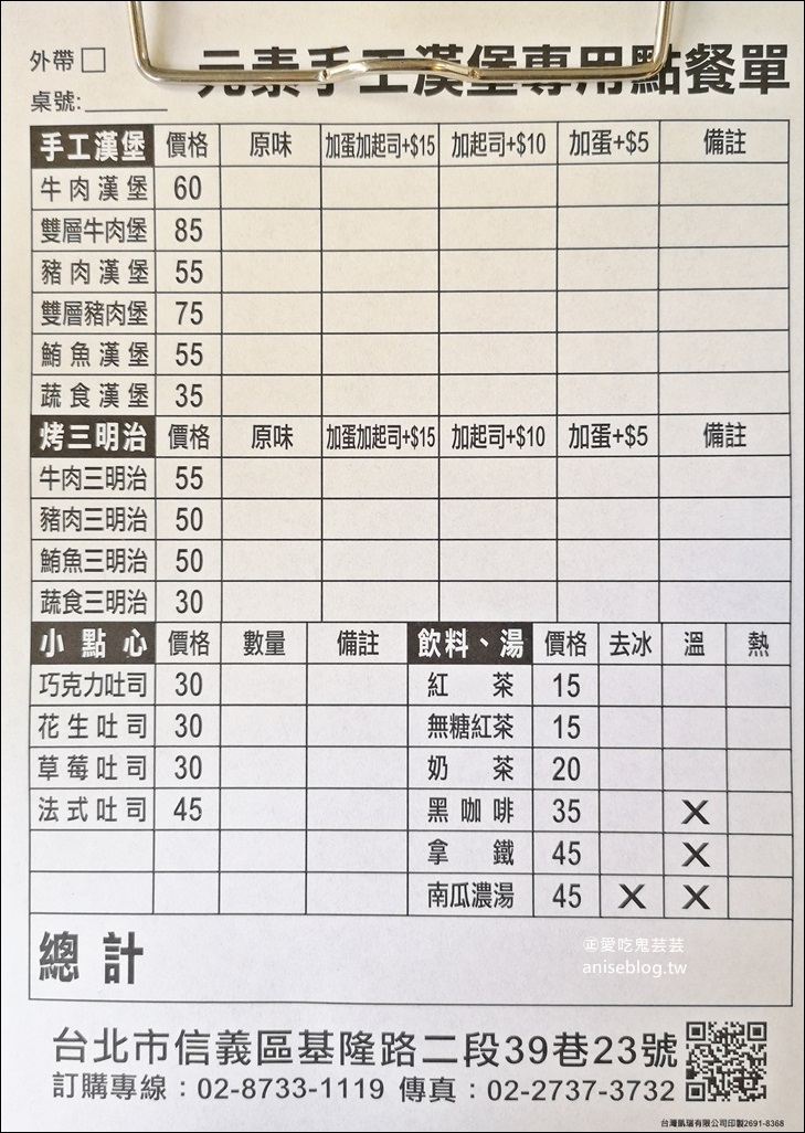 元素手工漢堡專賣店，信義區台北101世貿站早午餐美食(姊姊食記)