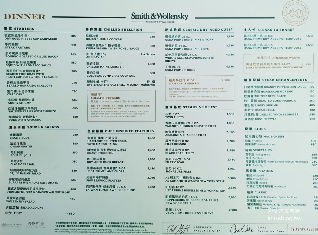 史密斯華倫斯基牛排館 Smith & Wollensky Taipei，高樓層美景、股神巴菲特和穿著PRADA的惡魔米蘭達的愛 (文末商業午餐)