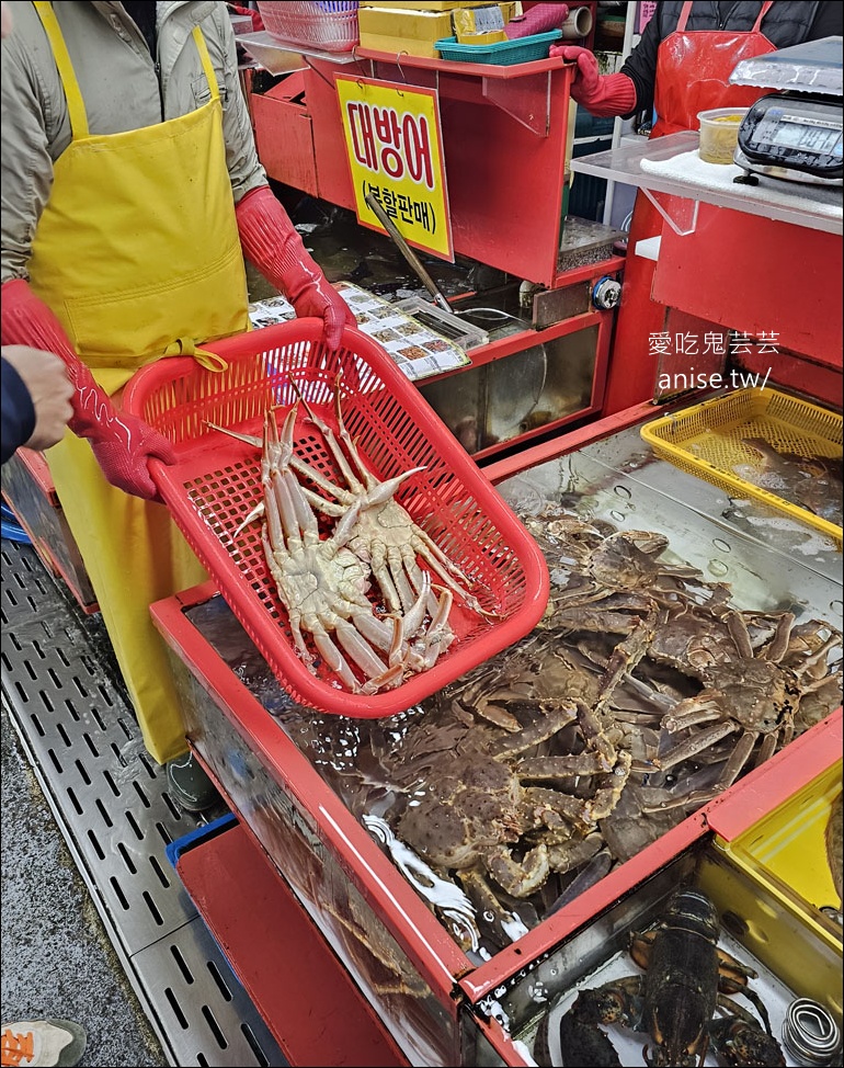 釜山吃帝王蟹、鮑魚！札嘎其市場生猛海鮮推薦